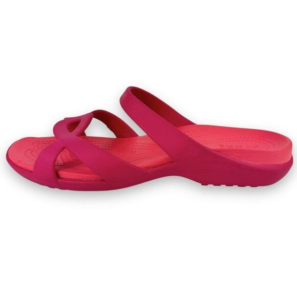 Crocs Meleen Twist Sandals Slides Hot Pink Fuschia Open Toe Women’s 11 - Picture 12 of 13